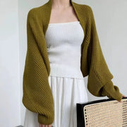 Balloon-Sleeve Cropped Cardigan