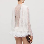Draped Long-Sleeve Mini Dress