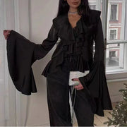 Ruffled Flared-Sleeve Blouse