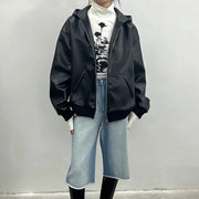 Glossy Hooded Zip Jacket