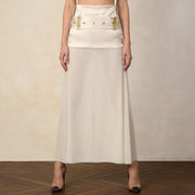 Embellished-Waist Straight Skirt