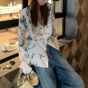 Illustrated-Print Relaxed White Shirt