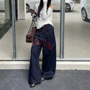 Embroidered Wide-Leg Jeans