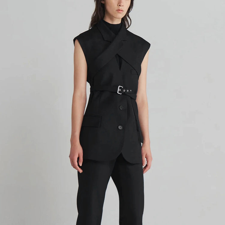Belted Longline Tailored Vest