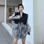 Abstract-Panel Longline Blazer