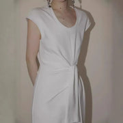 Tie-Waist Short-Sleeve Dress