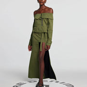 Off-Shoulder Jacket, Skirt or Set