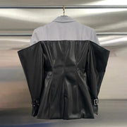 Contrast-Panel Double-Breasted Jacket