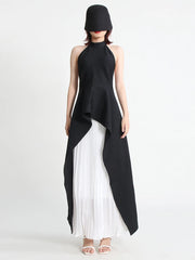 Asymmetric Halter Top and Skirt Set