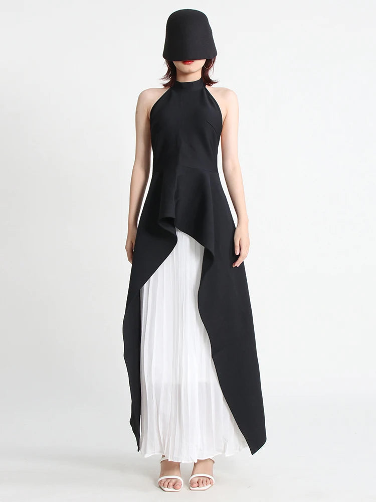 Asymmetric Halter Top and Skirt Set