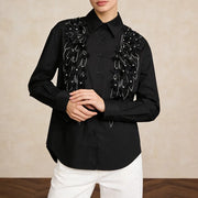 Floral Applique Collared Shirt