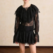 Ruffled Lace Blouse or Skirt