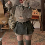 Textured Jacket and Mini Skirt Set