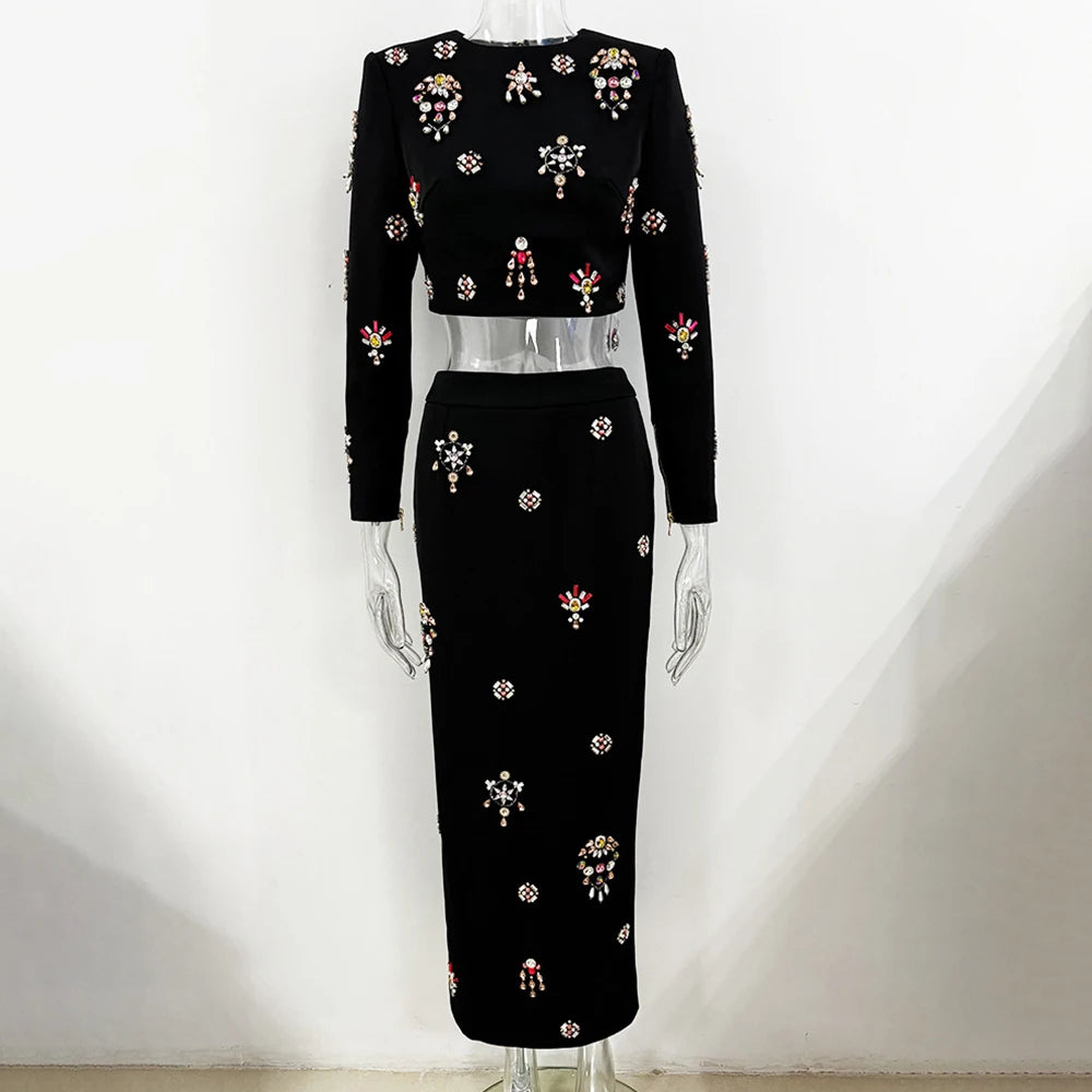Embellished Jacket and Long Skirt Set
