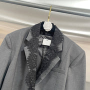 Lace-Trim Single-Breasted Blazer