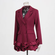 Ruffled-Hem Blazer Dress