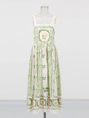 Floral Square-Neck Strap Dress