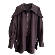 Wide-Collar Zip-Front Shirt