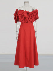 Ruffled Off-Shoulder Midi Dress