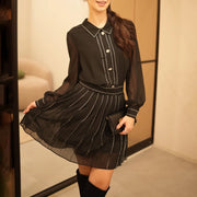 Embellished Pleated Shirt Dress
