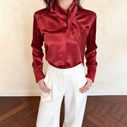 Embellished Tie-Neck Blouse