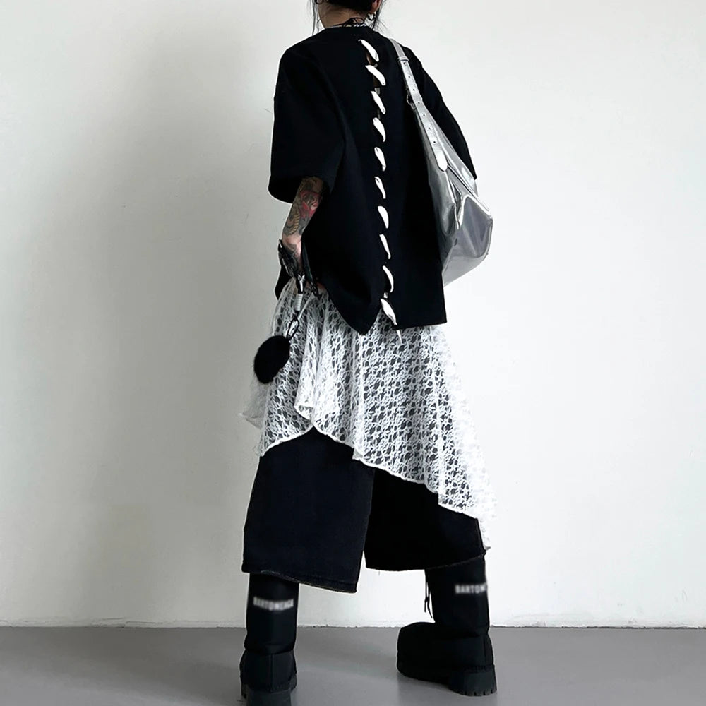 Lace-Up Back Relaxed Shirt