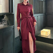Striped Twist-Front Shirt Dress