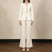 Button-Front Jacket and Pants Set