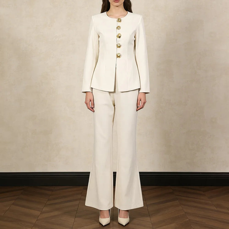 Button-Front Jacket and Pants Set