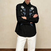 Floral Embellished Button-Up Shirt