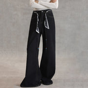 Lace-Up Waist Wide-Leg Jeans