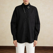 Asymmetric Buckle-Neck Shirt