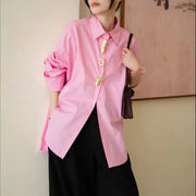 Statement-Button Oversized Shirt