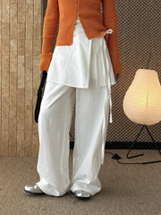 Wrap-Overlay Wide-Leg Pants