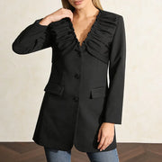 Gathered-Neck Longline Jacket