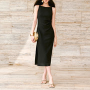 Draped Sleeveless Fitted Dress