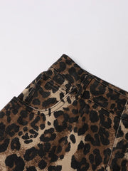Leopard-Print Distressed Jeans