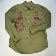 Floral Embroidered Button-Up Shirt
