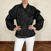 Embellished Tiered-Sleeve Blouse