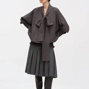 Oversized Bow-Neck Blouse
