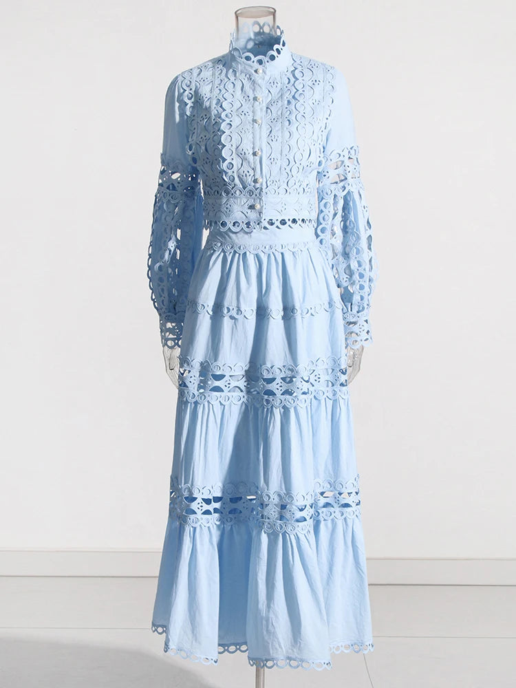 Lace Top and Tiered Skirt Set