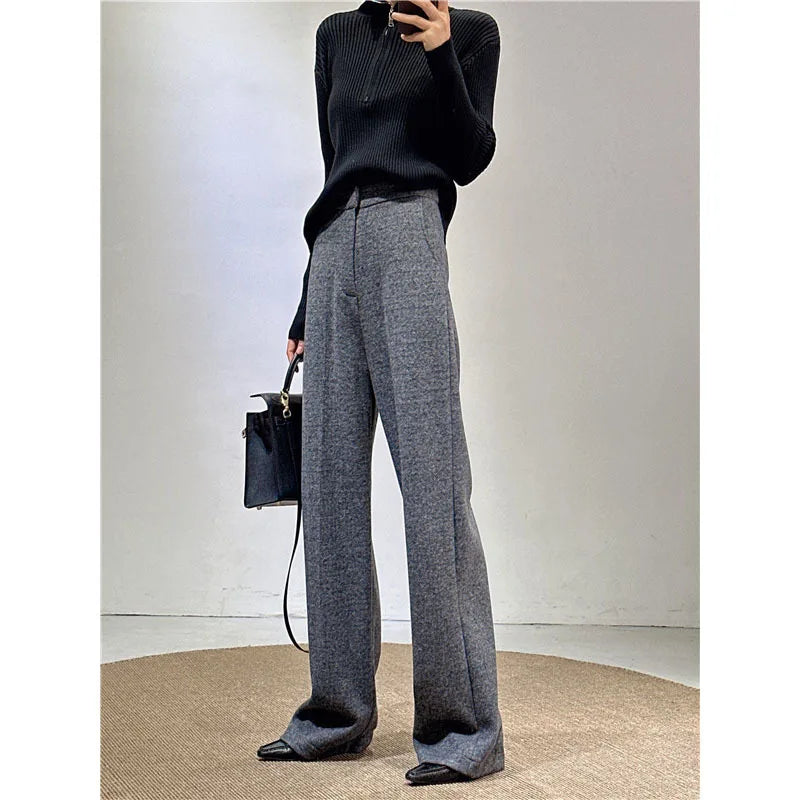 Textured Straight-Leg Pants