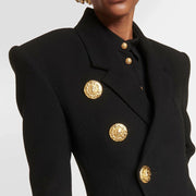 Statement-Button Tailored Blazer