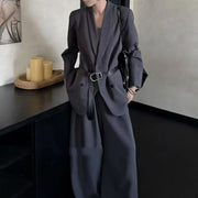 TWOTWINSTYLE Solid Spliced Sashes Two Piece Set Female Lapel Long Sleeve Jacket Office Lady Basics Women's Trousers Set Fashion