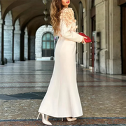 Embellished-Shoulder Blazer Long Dress