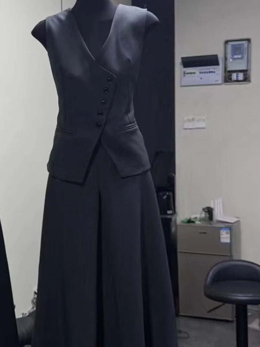 Asymmetric Vest and Skirt Set