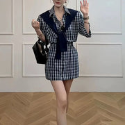Plaid Short-Sleeve Shirt Dress