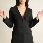 Gathered-Neck Longline Jacket