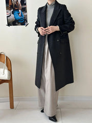 Notched-Lapel Long Coat