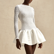 Textured Long-Sleeve Mini Dress